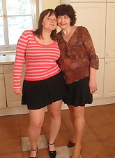 Chubby girl gets licked by a mature lesbian