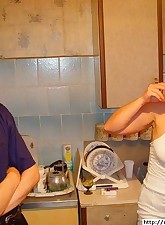 Drunken mature babe kisses young lad and makes him to fuck her